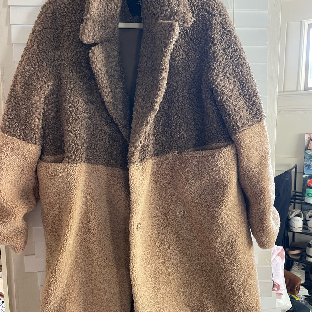 Two-Tone Sherpa Coat